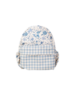 Mochila Kids + Estojo | Floral Jardim Azul Claro + Xadrez Azul Claro