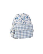 Mochila Kids + Estojo | Floral Jardim Azul Claro + Xadrez Azul Claro