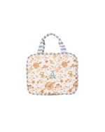 Necessaire 2 Lados | Floral Jardim Kraft + Listrado Azul Claro