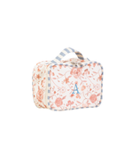 Necessaire Com Divisórias | Floral Jardim Rose + Listrado Azul Claro