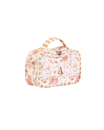 Necessaire Com Divisórias | Floral Jardim Rose + Listrado Kraft