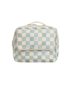 Necessaire 2 Zíperes | Collab Tom - Quadriculado Azul E Verde