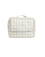 Necessaire 2 Zíperes | Collab Tom - Xadrez 3 Cores Azul E Verde