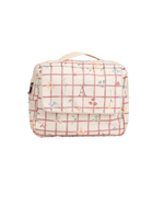 Necessaire 2 Zíperes | Collab Tom - Xadrez Vermelho Com Flores