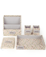 Conjunto Mesa | Coleção 10 Anos | Floral Lavanda + Listrado Azul Claro