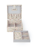 Porta Jóias M | Coleção 10 Anos | Floral Lavanda + Listrado Azul Claro