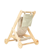Carrinho De Bebê De Boneca | Collab Little Saw - Floral Lavanda + Xadrez Verde Menta