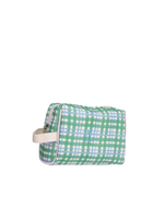 Necessaire Pequena | Xadrez 2 Cores Azul Claro E Verde Escuro