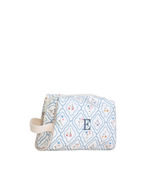 Necessaire Pequena | Losango Azul Claro E Florzinhas
