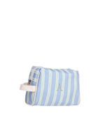 Necessaire Pequena | Listrado 2 Cores Azul Claro E Verde Escuro