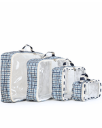 Organizador De Mala | Xadrez 2 Cores Azul Claro E Azul Marinho + Listrado Azul Marinho