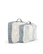 Organizador De Mala | Xadrez 2 Cores Azul Claro E Azul Marinho + Listrado Azul Marinho