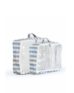 Organizador De Mala | Listrado 2 Cores Azul Claro E Azul Marinho + Listrado Azul Marinho