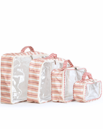 Organizador De Mala | Listrado 2 Cores Rose E Vermelho + Listrado Vermelho