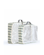 Organizador De Mala | Listrado 2 Cores Verde Menta E Azul Marinho + Listrado Azul Marinho