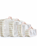 Organizador De Mala | Listrado 2 Cores Verde Menta E Rose + Listrado Rose
