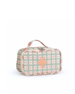 Necessaire Remédios | Xadrez 2 Cores Verde Menta E Rose + Listrado Rose