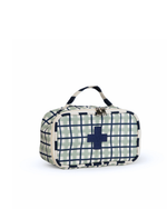 Necessaire Remédios | Xadrez 2 Cores Verde Menta E Azul Marinho + Listrado Azul Marinho