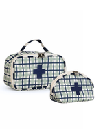 Necessaire Remédios | Xadrez 2 Cores Verde Menta E Azul Marinho + Listrado Azul Marinho