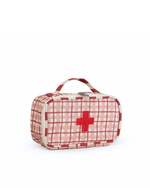 Necessaire Remédios | Xadrez 2 Cores Rose E Vermelho + Listrado  Vermelho