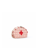 Necessaire Remédios | Xadrez 2 Cores Rose E Vermelho + Listrado  Vermelho