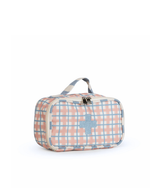Necessaire Remédios | Xadrez 2 Cores Rose E Azul Claro + Listrado Azul Claro