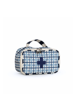 Necessaire Remédios | Xadrez 2 Cores Azul Claro E Azul Marinho + Listrado Azul Marinho