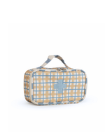 Necessaire Remédios | Xadrez 2 Cores Amarelo E Azul Claro + Listrado Azul Claro