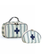 Necessaire Remédios | Listrado 2 Cores Verde Menta E Azul Marinho + Listrado Azul Marinho
