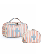Necessaire Remédios | Listrado 2 Cores Rose E Azul Claro + Listrado Azul Claro