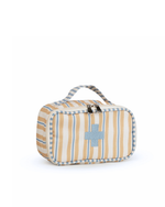 Necessaire Remédios | Listrado 2 Cores Amarelo E Azul Claro + Listrado Azul Claro