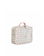 Kit Necessaire Maletinha | Xadrez 2 Cores Verde Menta E Rose + Listrado Rose
