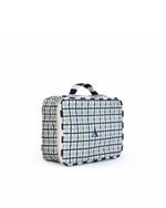 Kit Necessaire Maletinha | Xadrez 2 Cores Verde Menta E Azul Marinho + Listrado Azul Marinho