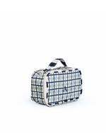 Kit Necessaire Maletinha | Xadrez 2 Cores Verde Menta E Azul Marinho + Listrado Azul Marinho