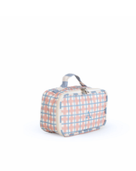 Kit Necessaire Maletinha | Xadrez 2 Cores Rose E Azul Claro + Listrado Azul Claro