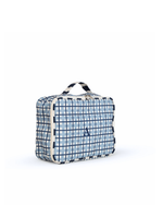 Kit Necessaire Maletinha | Xadrez 2 Cores Azul Claro E Azul Marinho + Listrado Azul Marinho