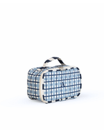 Kit Necessaire Maletinha | Xadrez 2 Cores Azul Claro E Azul Marinho + Listrado Azul Marinho