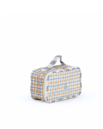 Kit Necessaire Maletinha | Xadrez 2 Cores Amarelo E Azul Claro + Listrado Azul Claro