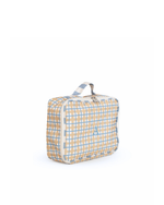 Kit Necessaire Maletinha | Xadrez 2 Cores Amarelo E Azul Claro + Listrado Azul Claro