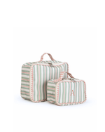 Kit Necessaire Maletinha | Listrado 2 Cores Verde Menta E Rose + Listrado Rose