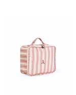Kit Necessaire Maletinha | Listrado 2 Cores Rose E Vermelho + Listrado Vermelho