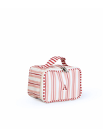 Kit Necessaire Maletinha | Listrado 2 Cores Rose E Vermelho + Listrado Vermelho
