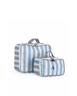 Kit Necessaire Maletinha | Listrado 2 Cores Azul Claro E Azul Marinho + Listrado Azul Marinho