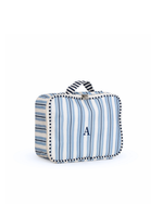 Kit Necessaire Maletinha | Listrado 2 Cores Azul Claro E Azul Marinho + Listrado Azul Marinho