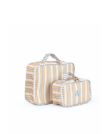 Kit Necessaire Maletinha | Listrado 2 Cores Amarelo E Azul Claro + Listrado Azul Claro