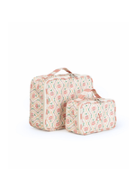 Kit Necessaire Maletinha | Floral Losango Botânico + Listrado Rose