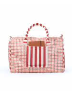Mala Básica | Xadrez 2 Cores Rose E Vermelho + Listrado Vermelho