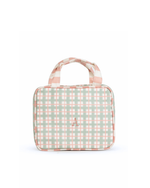 Necessaire 2 Lados | Xadrez 2 Cores Verde Menta E Rose + Listrado Rose