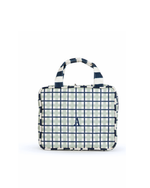 Necessaire 2 Lados | Xadrez 2 Cores Verde Menta E Azul Marinho + Listrado Azul Marinho