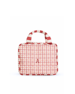 Necessaire 2 Lados | Xadrez 2 Cores Rose E Vermelho + Listrado Vermelho